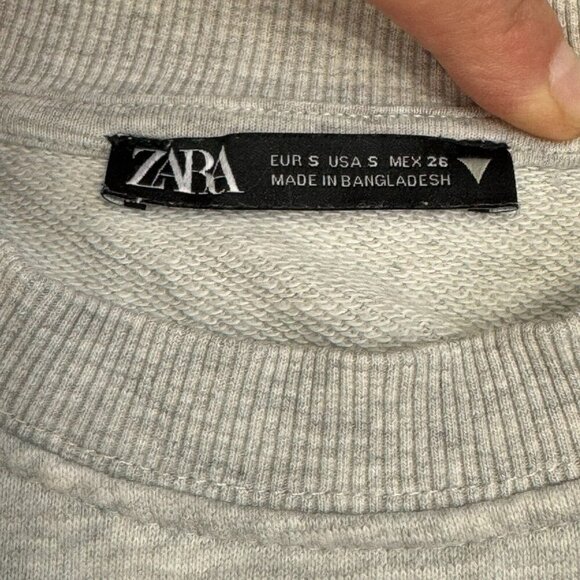 Zara Women's Cropped Brooklyn Sweatshirt Short Outfit Set Gray Fleece Size Small - Picture 10 of 16